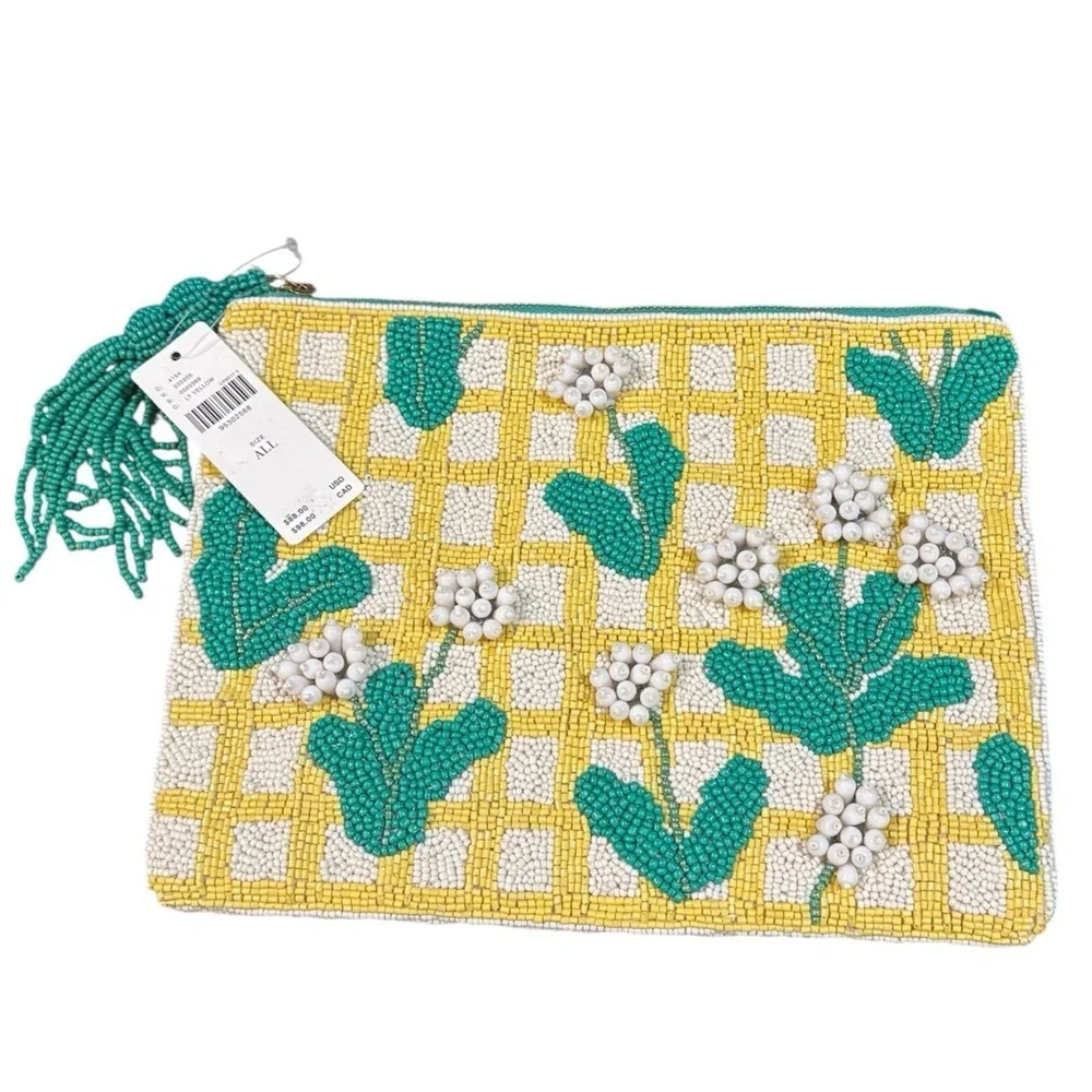 Anthropologie Fiona Large beaded Pouch NWT, NWOT